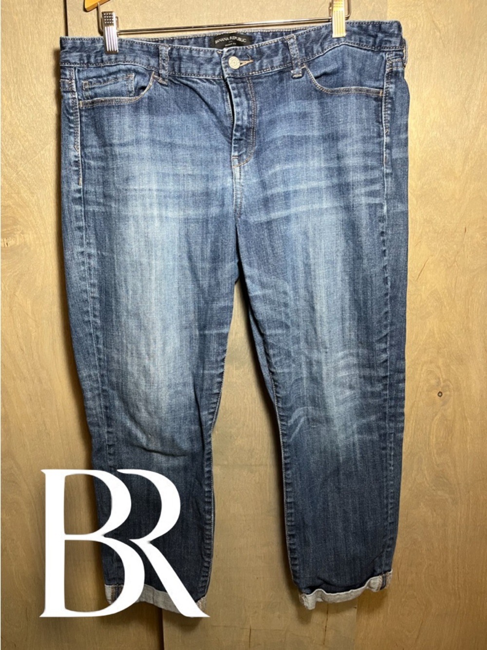 Banana Republic Skinny Fit BF Denim Jeans Light Wash Cuffed Ankles Crop Length